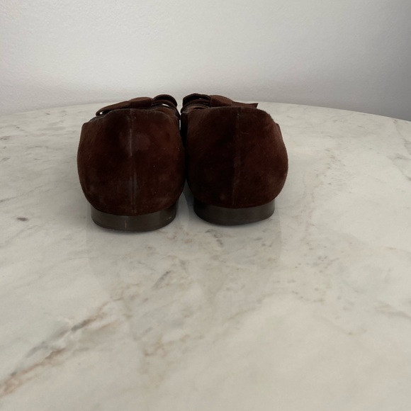 Oscar de la Renta Suede Ballet Flats w/ Bow 37.5 - Picture 3 of 4